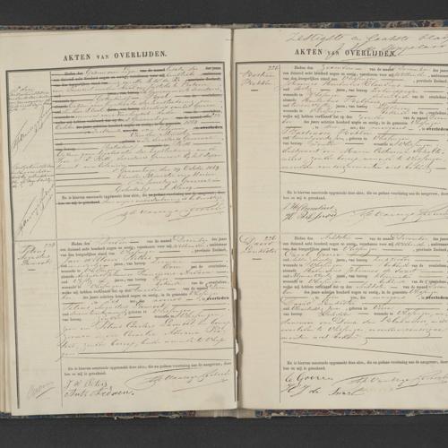 Civil registry of deaths, Vlissingen, 1869, records 223-226