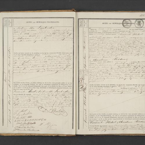 Civil registry of marriages, Vlissingen, 1835, records 13-14