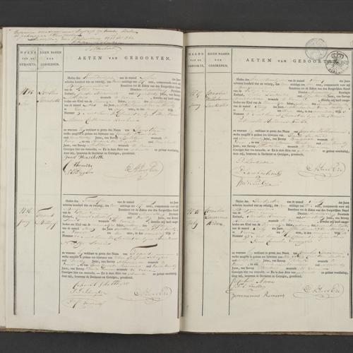 Civil registry of births, Veere, 1824, records 15-18