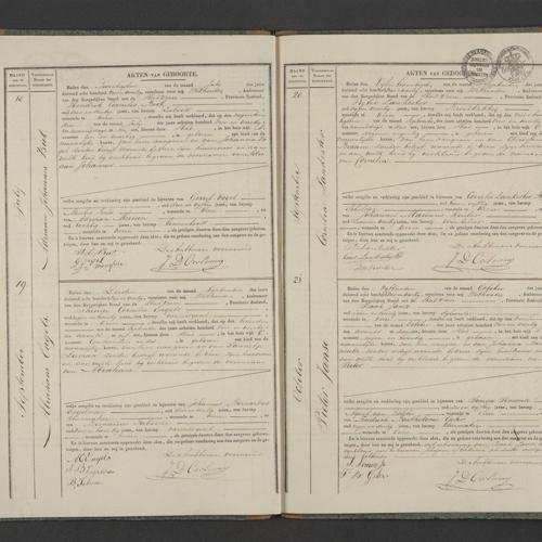 Civil registry of births, Veere, 1844, records 18-21