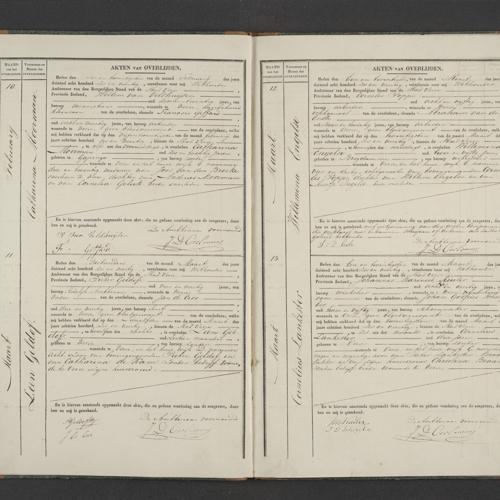 Civil registry of deaths, Veere, 1846, records 10-13