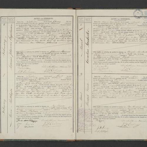 Civil registry of births, Veere, 1846, records 6-9