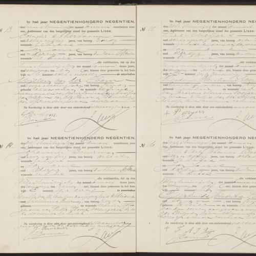 Civil registry of deaths, Lisse, 1919, records 13-16