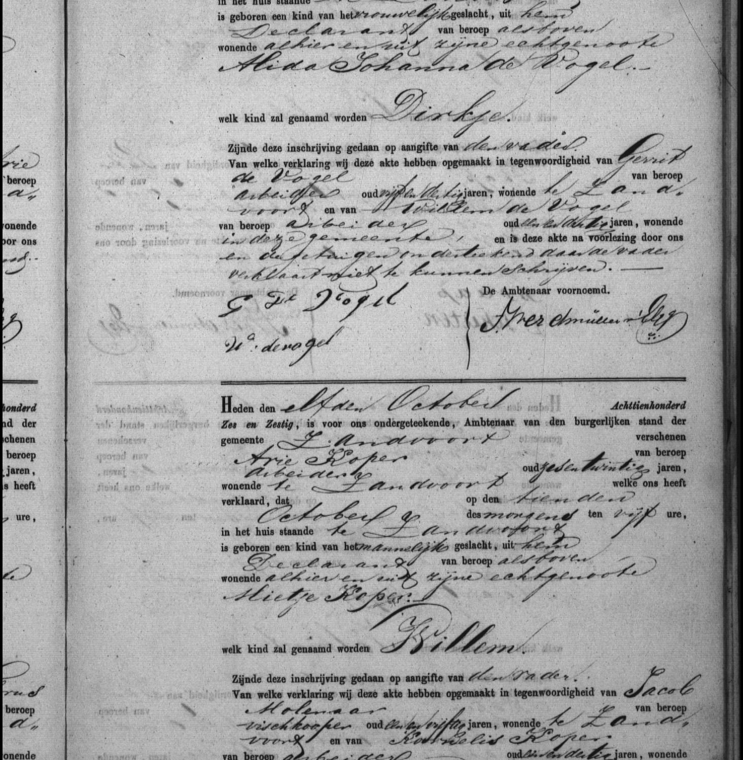 Civil registry of births, Zandvoort, 1866, records 48-49