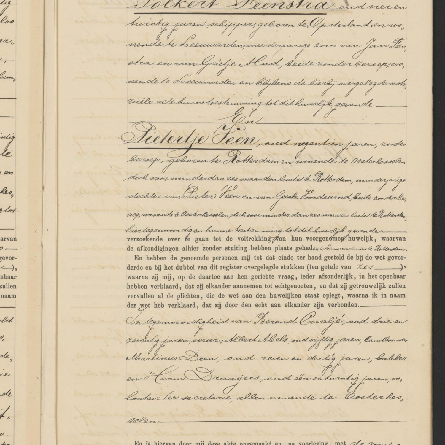 Civil registry of marriages, Oosterhesselen, 1906, record 12