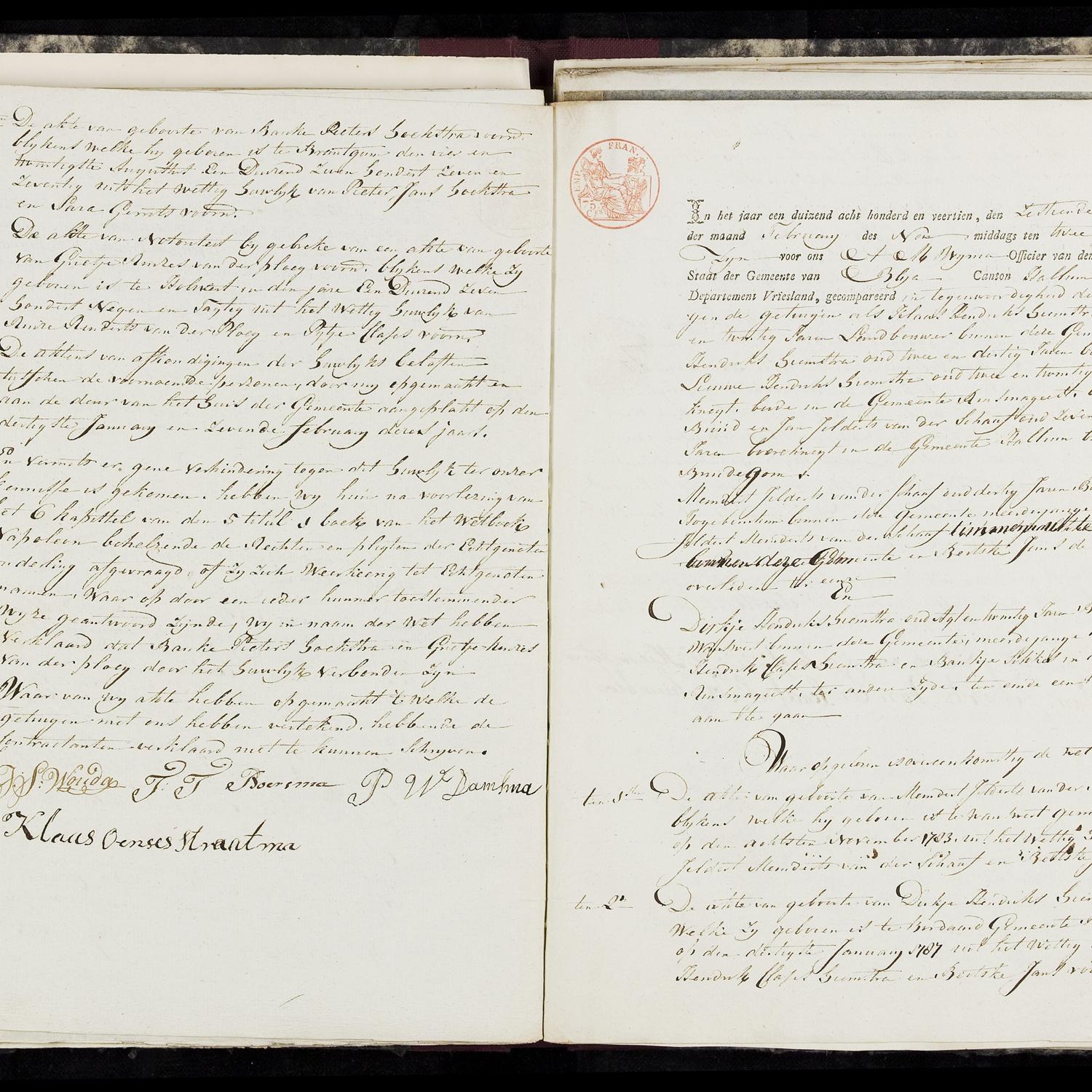Civil registry of marriages, Blija, 1814, records 1-2