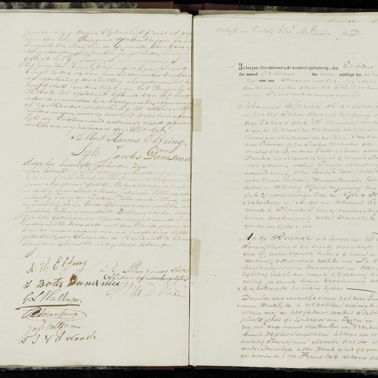 Civil registry of marriages, Dokkum, 1835, records 29-30