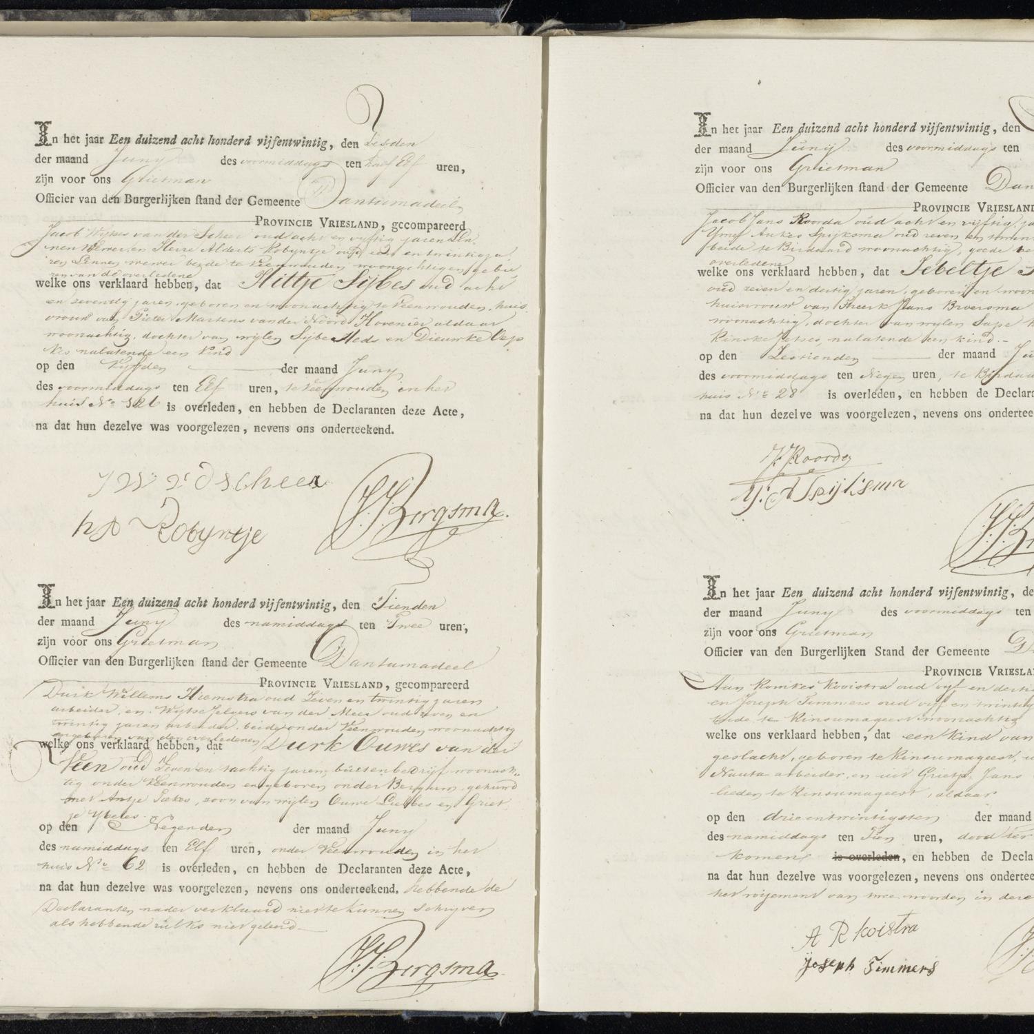 Civil registry of deaths, Dantumadeel, 1825, sheet 17