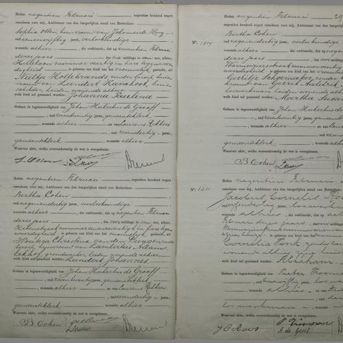 Civil registry of births, Rotterdam, 1909, records 1805-1811 (odd)