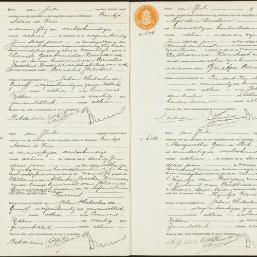 Civil registry of births, Rechtbank Rotterdam, 1912, records 6502-6508