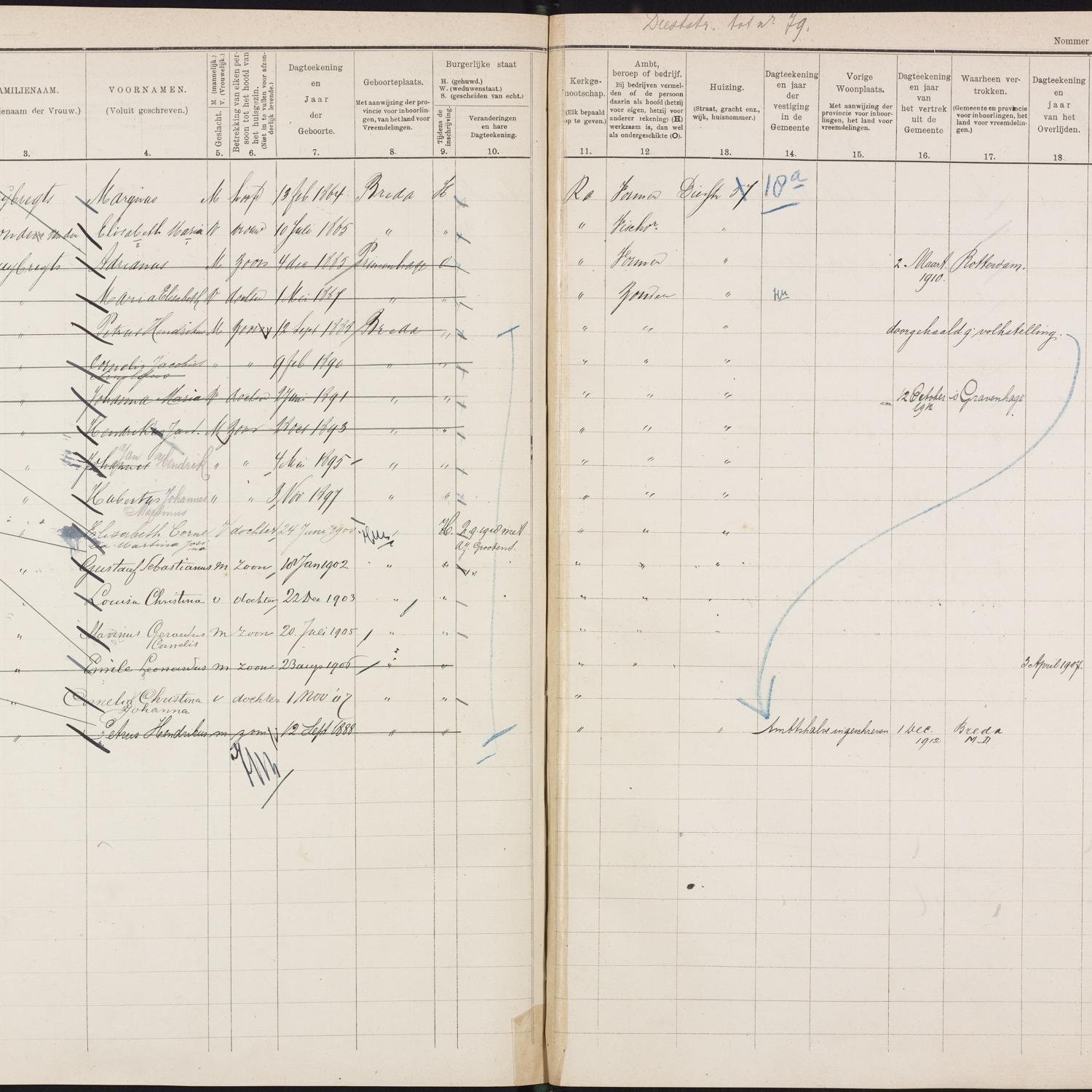 Population registry, Breda, 1900-1920, part 05, sheet 161