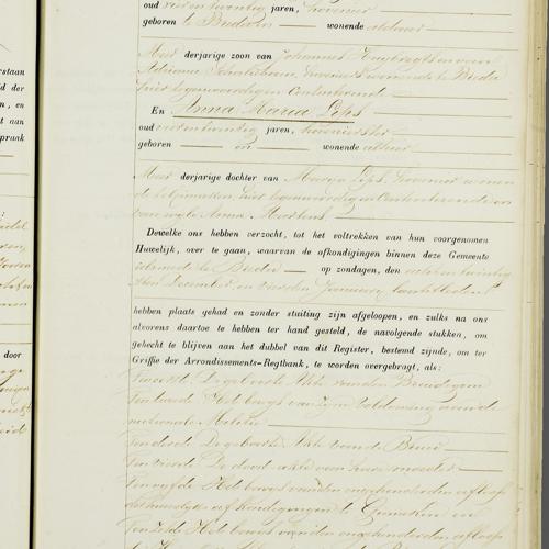 Civil registry of marriages, Ginneken en Bavel, 1857, record 2, right page