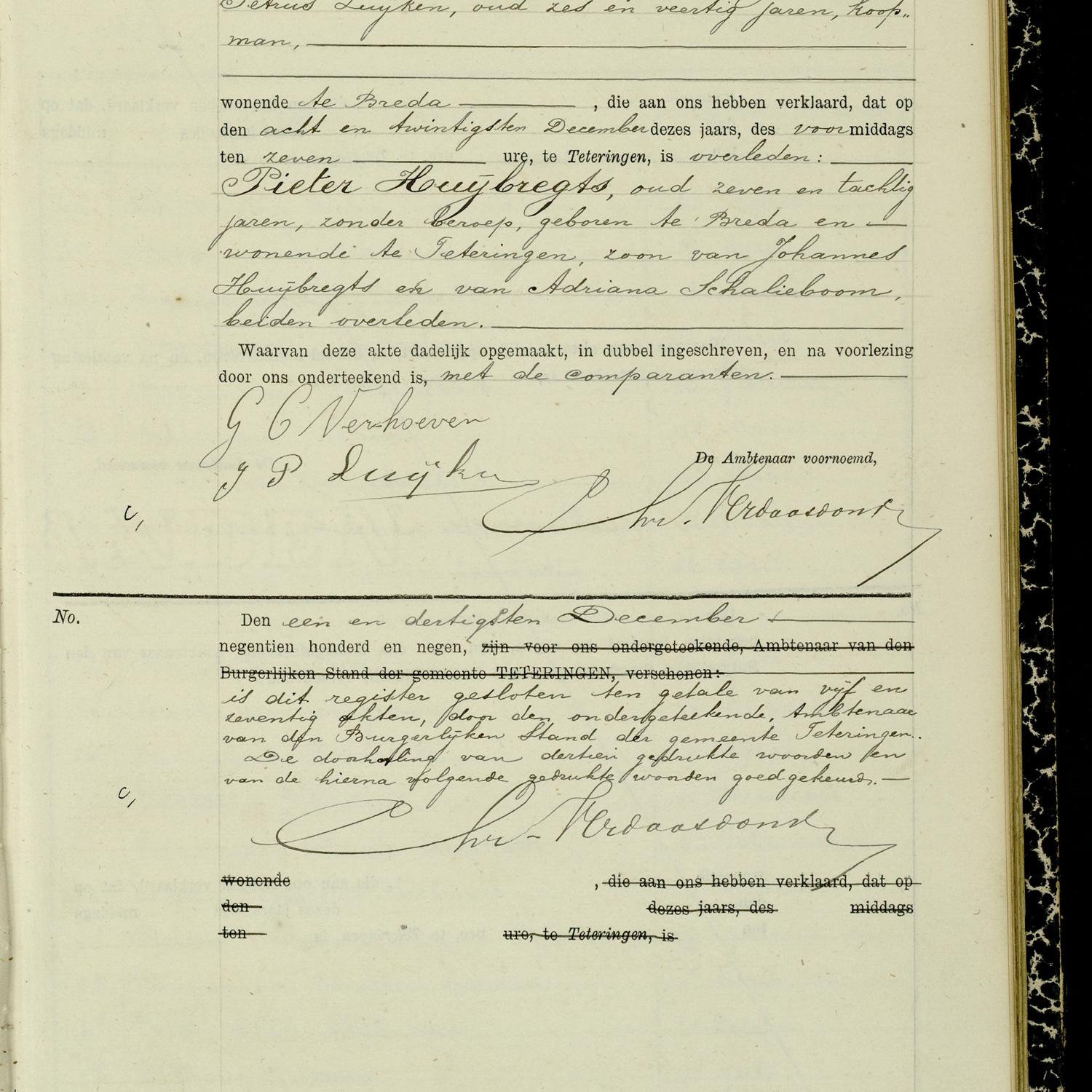 Civil registry of deaths, Teteringen, 1909, record 75