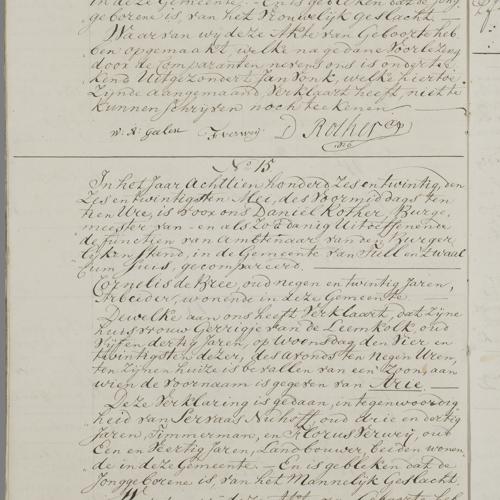 Civil registry of births, Tull en 't Waal, 1826, records 14-15
