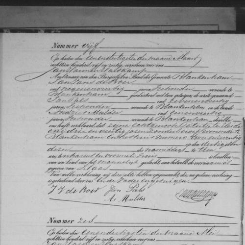 Civil registry of births, Blankenham, March 31, 1865, records 5-8