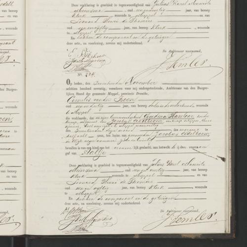 Civil registry of births, Meppel, November 17, 1870, records 223-224