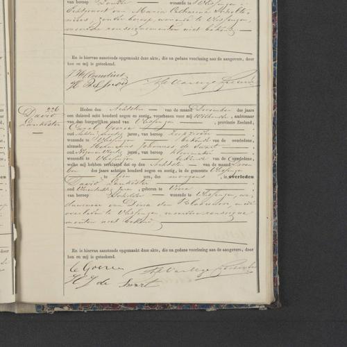 Civil registry of deaths, Vlissingen, 1869, records 223-226