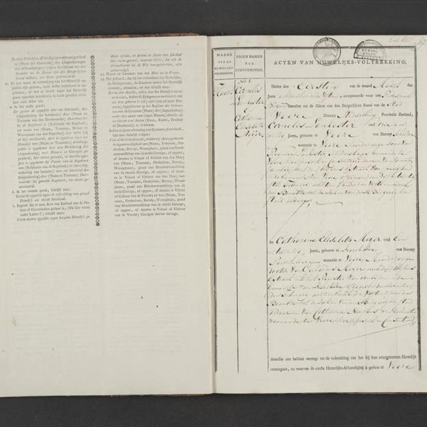Civil registry of marriages, Veere, 1815, record 1