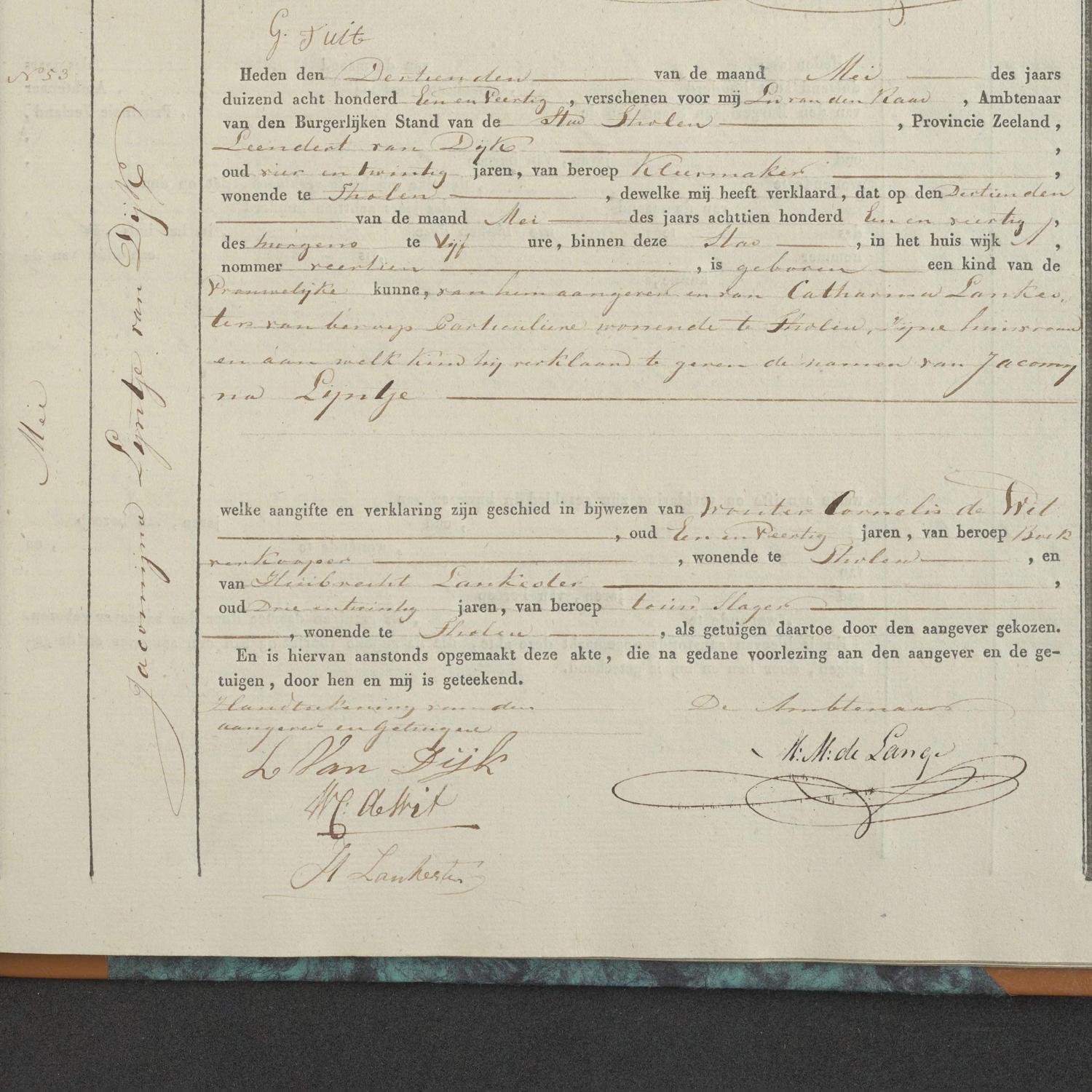 Civil registry of births, Tholen, 1841, records 50-53