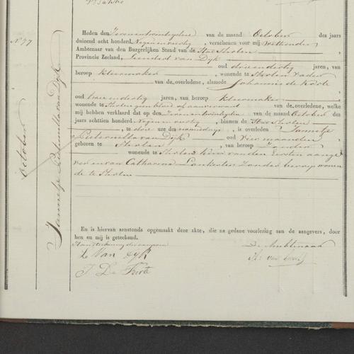 Civil registry of deaths, Tholen, 1849, records 74-77