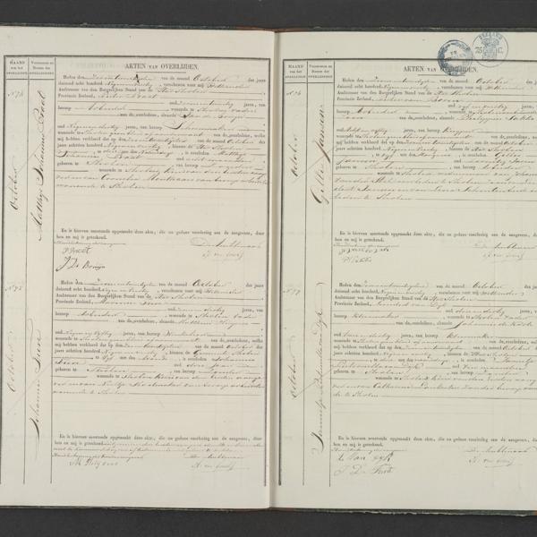 Civil registry of deaths, Tholen, 1849, records 74-77
