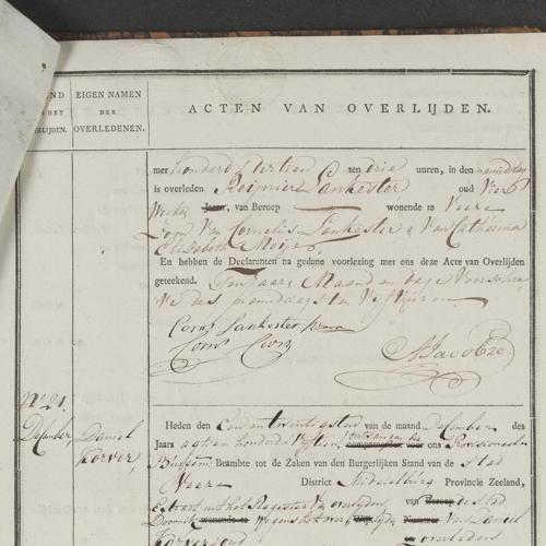 Civil registry of deaths, Veere, 1815, records 20-22