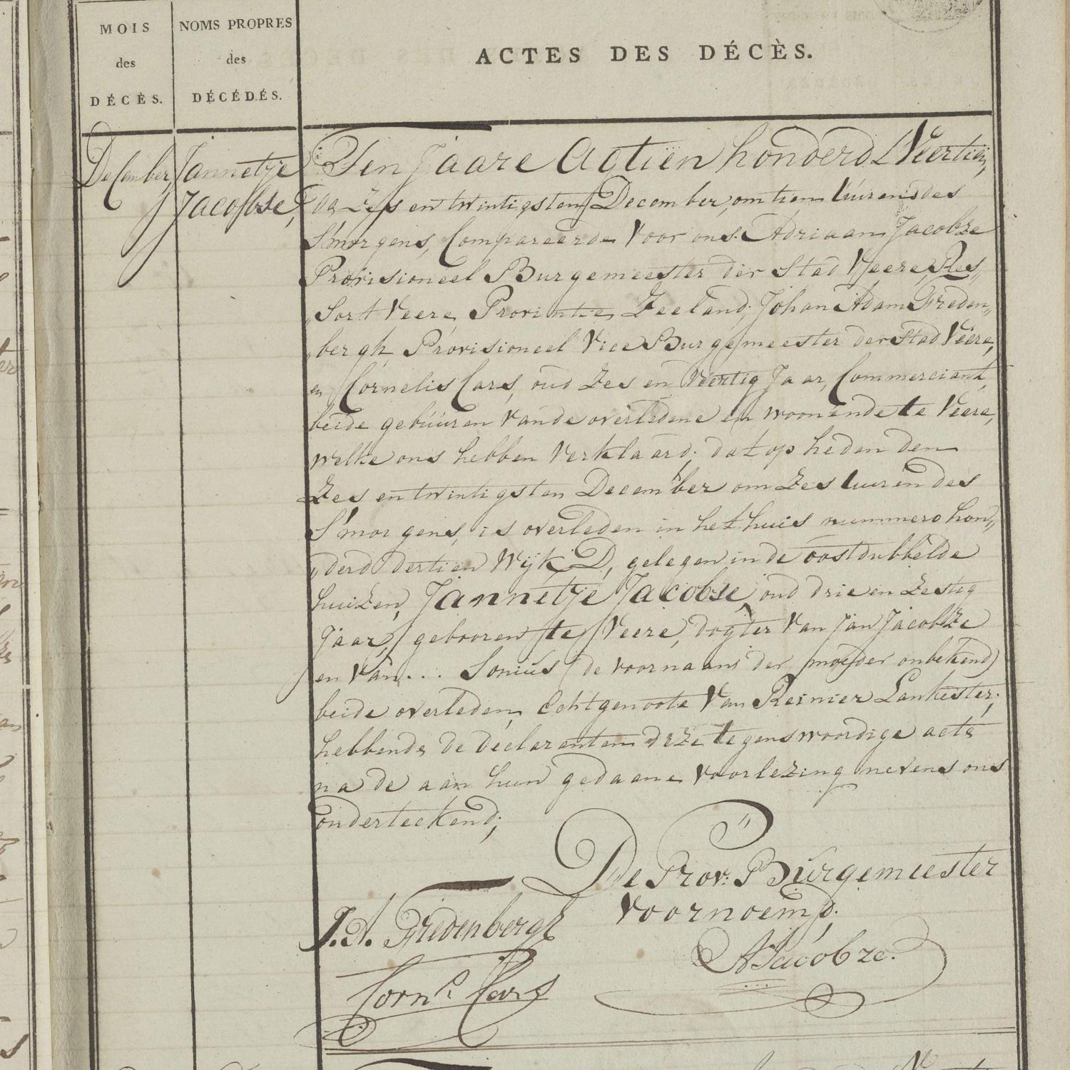 Civil registry of deaths, Veere, 1814, records 323-326