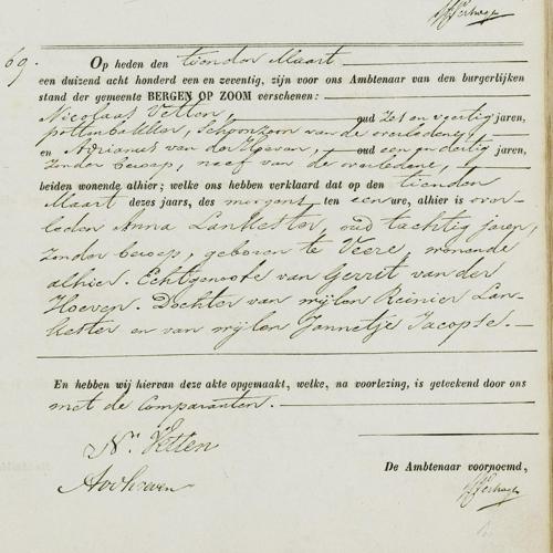 Civil registry of deaths, Bergen Op Zoom, 1871, records 66-69