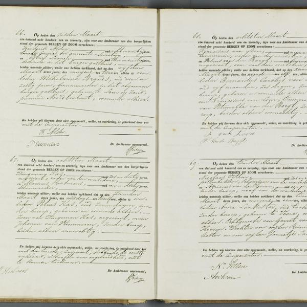 Civil registry of deaths, Bergen Op Zoom, 1871, records 66-69