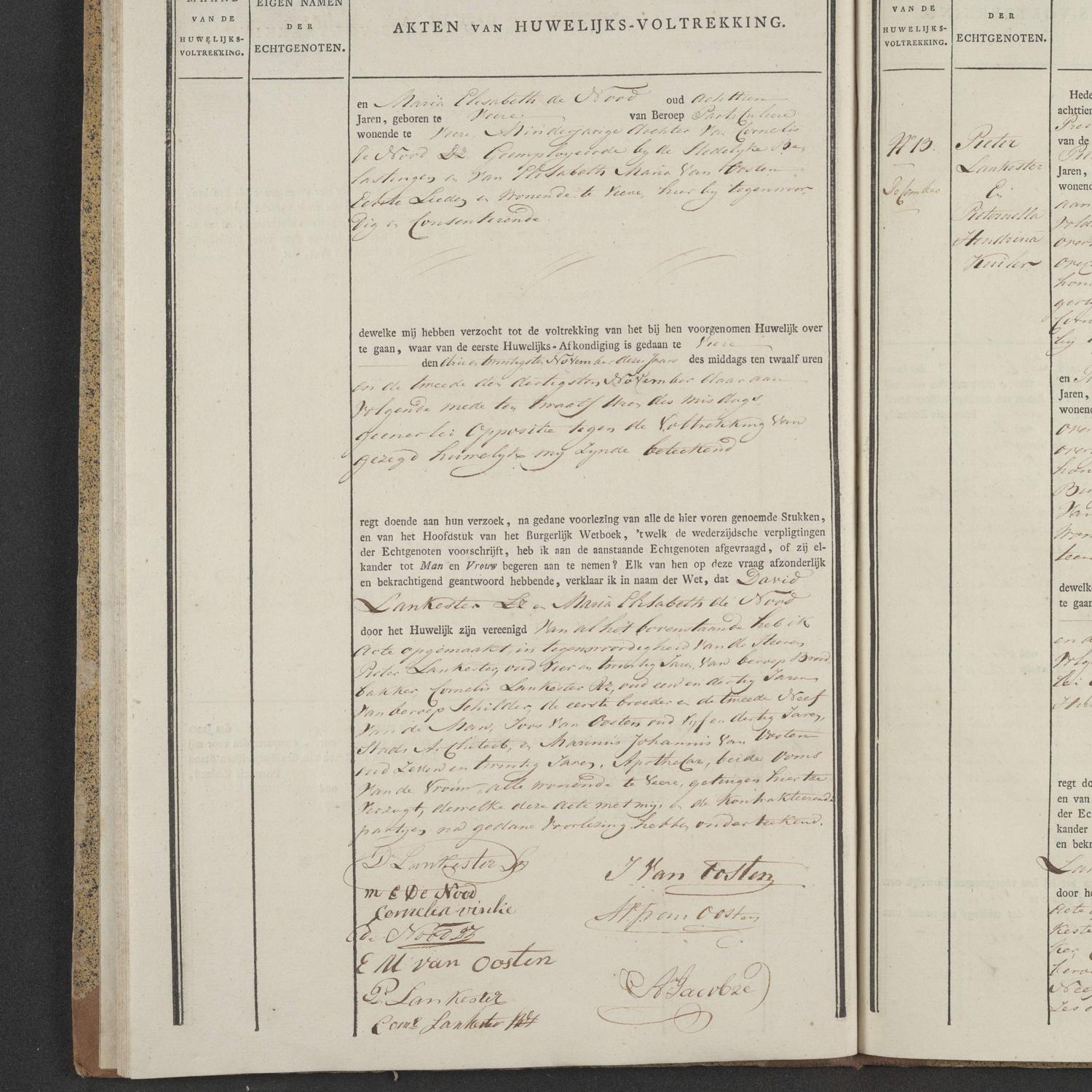 Civil registry of marriages, Veere, 1823, records 12-13