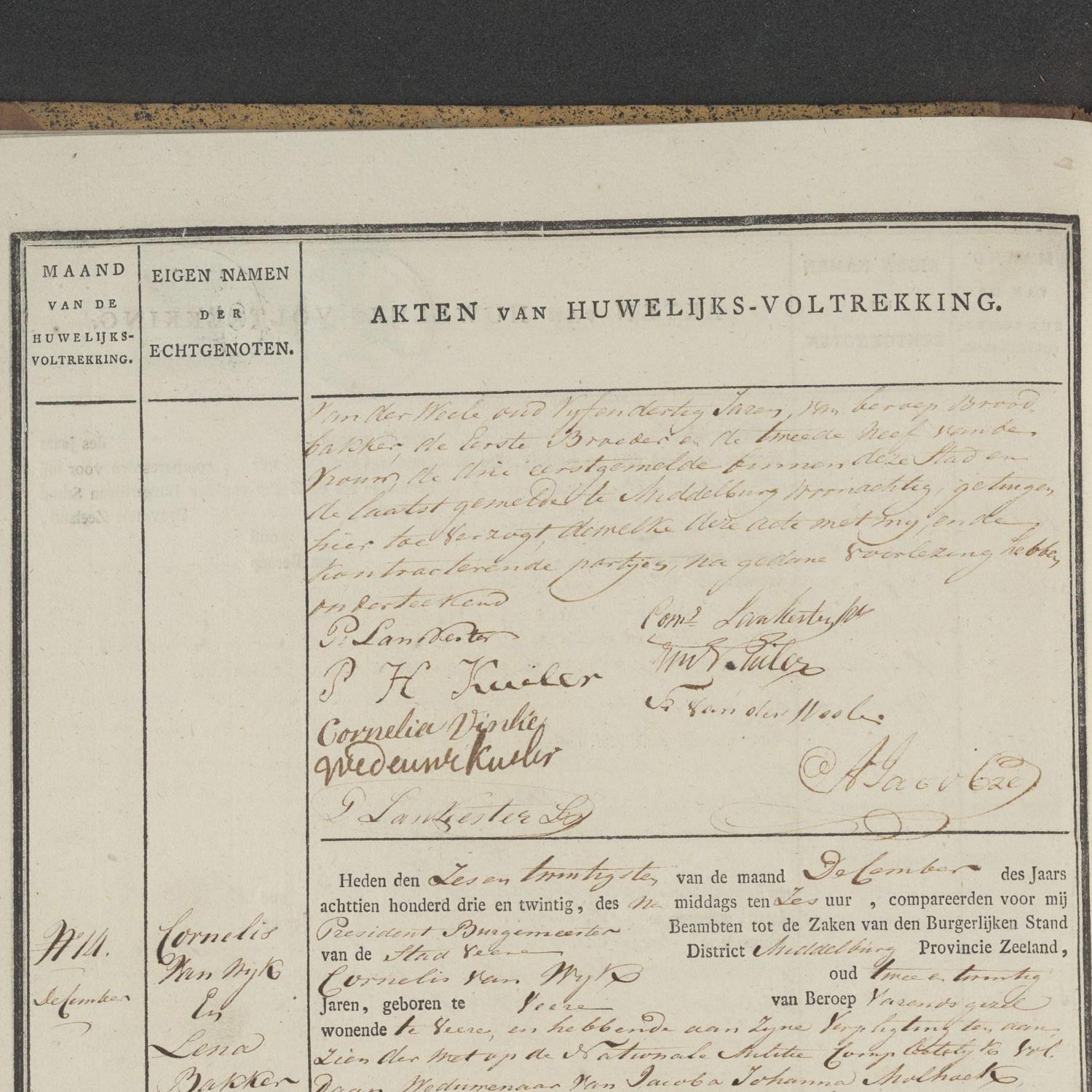 Civil registry of marriages, Veere, 1823, records 13-14