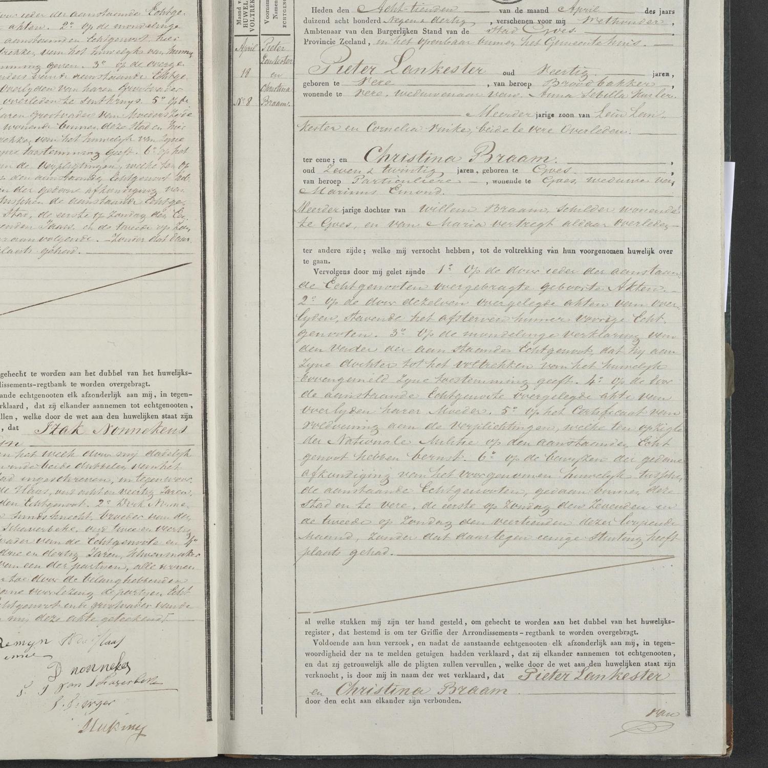 Civil registry of marriages, Goes, 1839, records 7-8