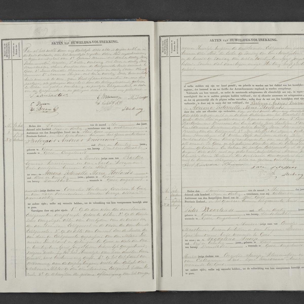 Civil registry of marriages, Goes, 1839, records 8-10