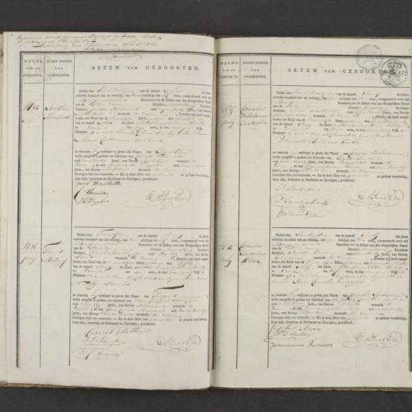 Civil registry of births, Veere, 1824, records 15-18
