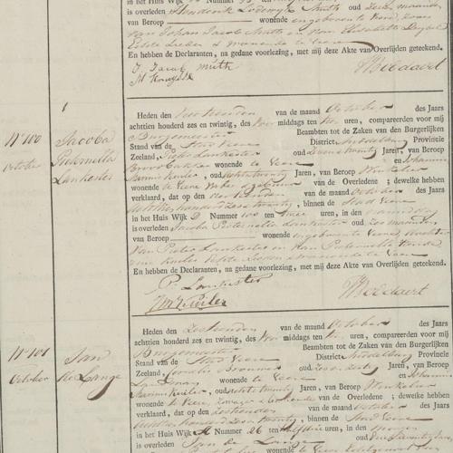 Civil registry of deaths, Veere, 1826, records 96-101