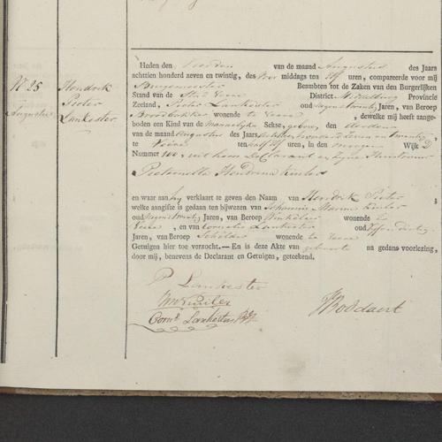 Civil registry of births, Veere, 1827, records 22-25