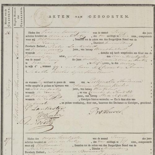 Civil registry of births, Veere, 1833, records 26-29