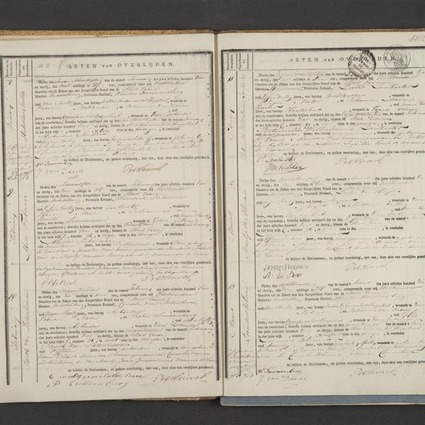 Civil registry of deaths, Veere, 1834, records 8-13
