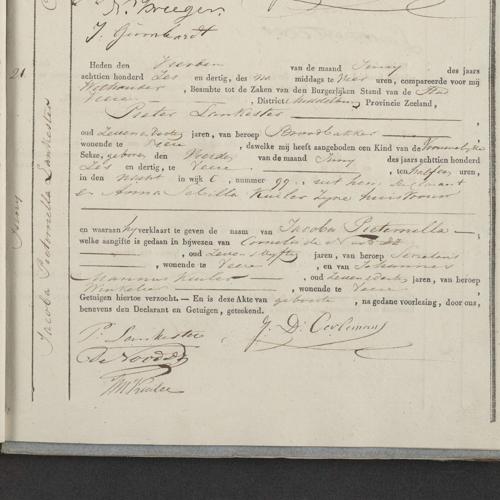 Civil registry of births, Veere, 1836, records 18-21