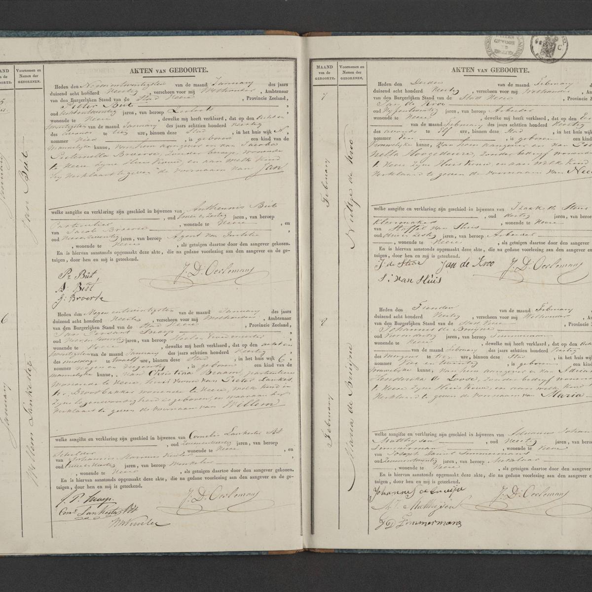Civil registry of births, Veere, 1840, records 5-8
