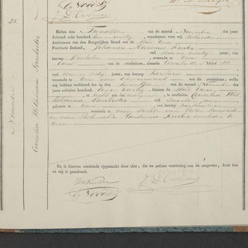 Civil registry of deaths, Veere, 1841, records 22-25