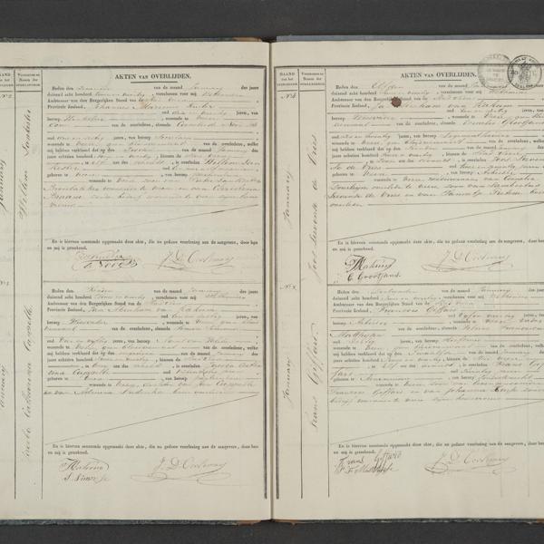 Civil registry of deaths, Veere, 1842, records 2-5