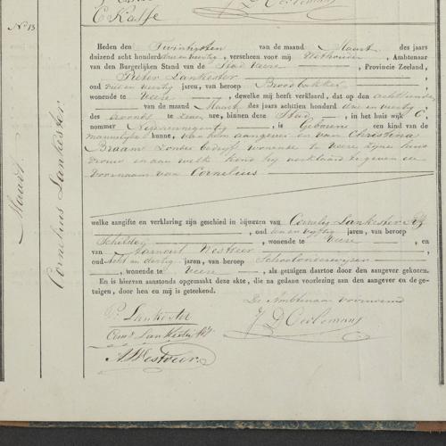 Civil registry of births, Veere, 1843, records 10-13