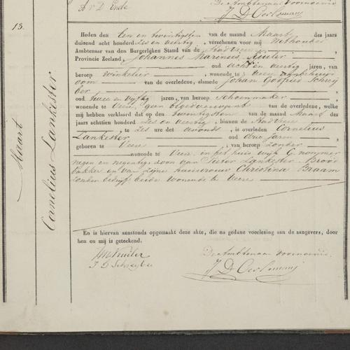 Civil registry of deaths, Veere, 1846, records 10-13