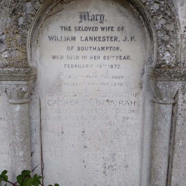 Grave of Mary Goddard, Catherine Deborah Lankester, Mary Lankester, William Goddard Lankester, Martha Lankester, & Emily Anne Lankester