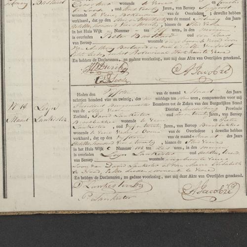 Civil registry of deaths, Veere, 1824, records 16-21