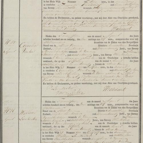 Civil registry of deaths, Veere, 1826, records 26-31