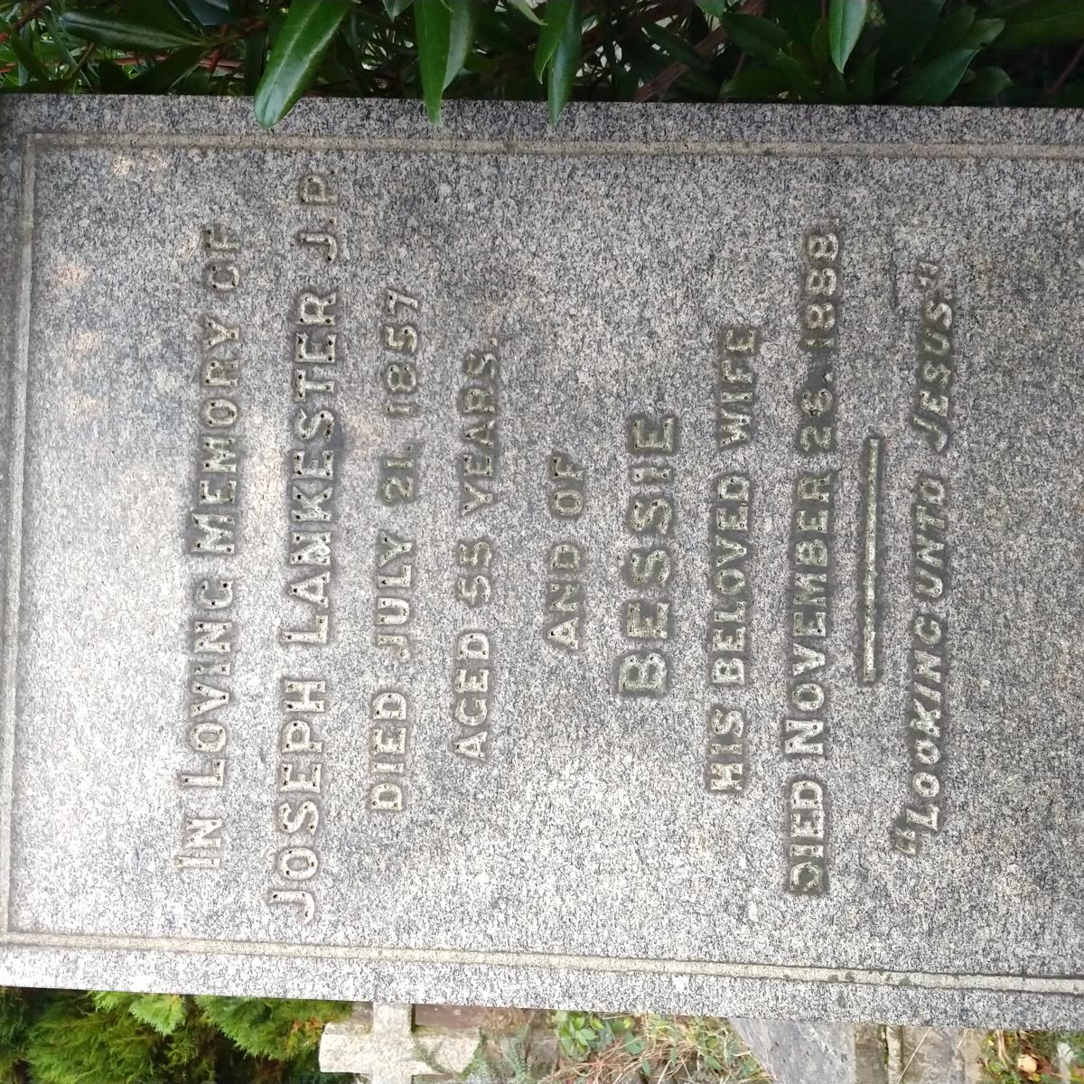 Grave of Joseph Lankester & Bessie