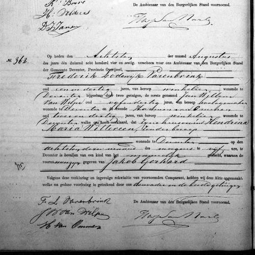 Civil registry of births,  Deventer, 1864, records 361-364