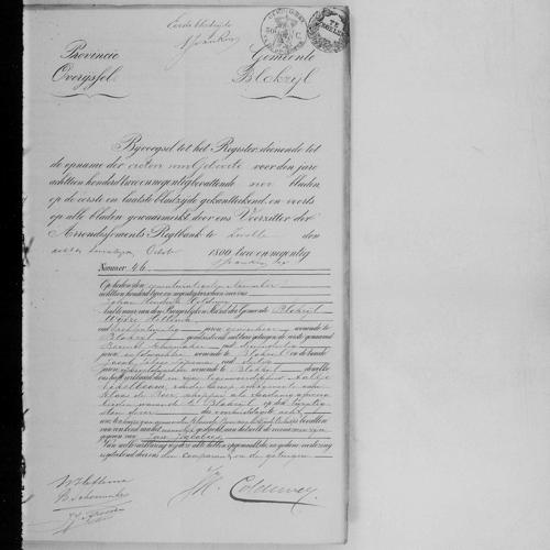 Civil registry of births, Blokzijl, 1892, record 46